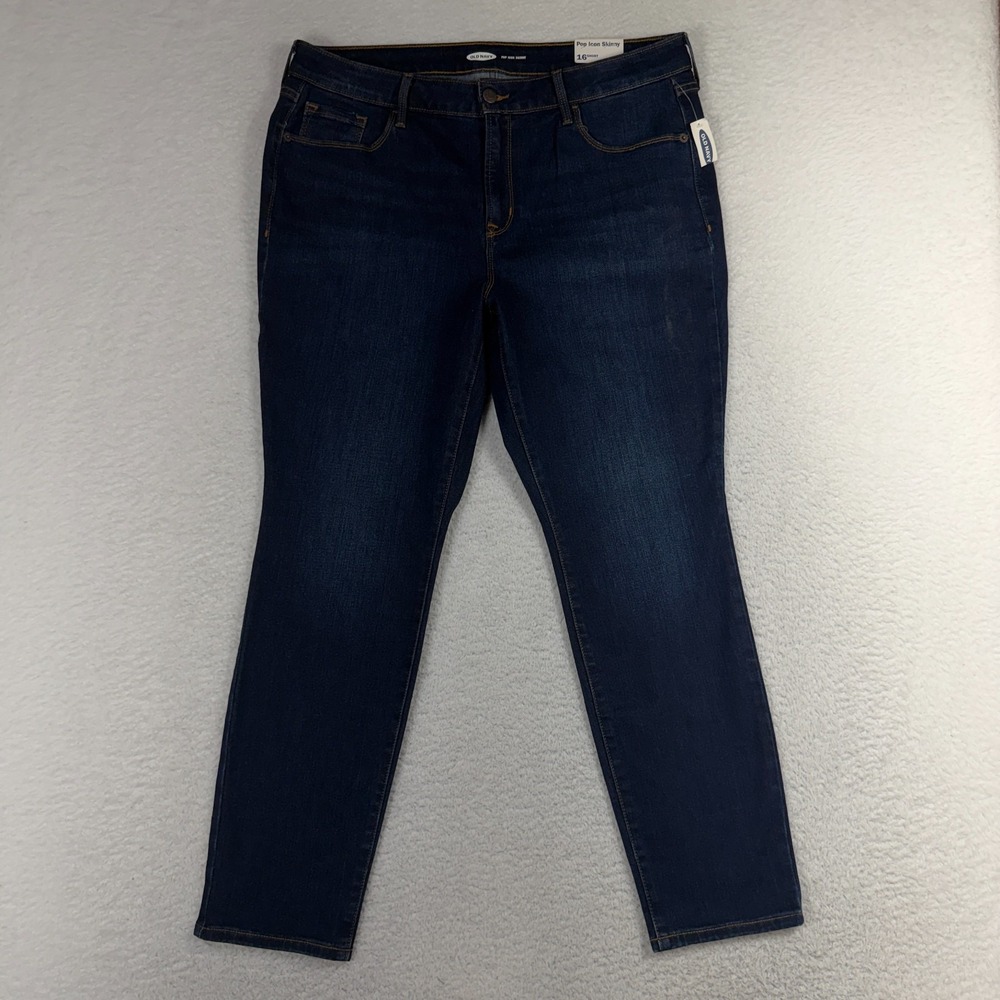 Old Navy Pop Icon Skinny Jeans Women 16 (36x27) Short Dark Blue NWT NEW Stretch